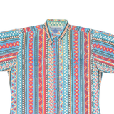 AMERICAN HERO Mens Denim Shirt Blue Crazy Pattern XL