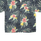 Mens Hawaiian Shirt Green Floral XL