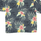 Mens Hawaiian Shirt Green Floral XL