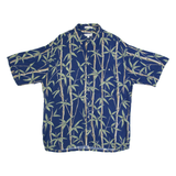 PIERRE CARDIN Mens Hawaiian Shirt Blue Floral L