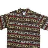 UNITED Seashells Mens Hawaiian Shirt Brown Crazy Pattern M
