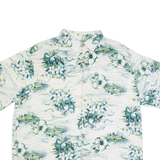CARIBBEAN Mens Hawaiian Shirt White Faux Silk Floral XL