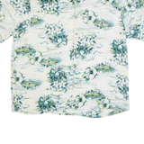 CARIBBEAN Mens Hawaiian Shirt White Faux Silk Floral XL