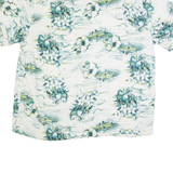 CARIBBEAN Mens Hawaiian Shirt White Faux Silk Floral XL