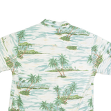 BULL HEAD Palm Tree Print Mens Hawaiian Shirt White Floral M