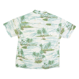 BULL HEAD Palm Tree Print Mens Hawaiian Shirt White Floral M
