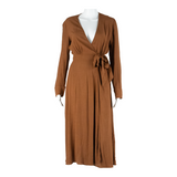 & OTHER STORIES Womens Wrap Dress Brown Viscose Long Sleeve Midi XS