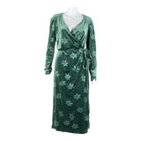 & OTHER STORIES Womens Wrap Dress Green Velvet Floral Long Sleeve Midi M
