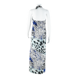 FCNY Womens Day Dress Blue Crazy Pattern Sleeveless Midi S