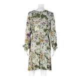 CAMOMILLA Womens Day Dress Green Viscose Crazy Pattern Long Sleeve Midi M