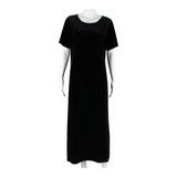NOTATIONS Womens T-Shirt Dress Black Velvet Short Sleeve Midi L