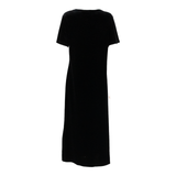 NOTATIONS Womens T-Shirt Dress Black Velvet Short Sleeve Midi L
