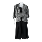 Womens Day Dress Silver Long Sleeve Midi M