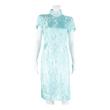 Womens Day Dress Blue Crazy Pattern Short Sleeve Midi M