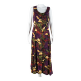 Womens Shift Dress Purple Floral Sleeveless Long M