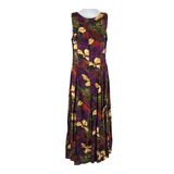 Womens Shift Dress Purple Floral Sleeveless Long M