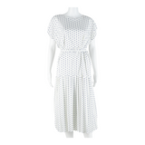 Womens Day Dress White Spotted Short Sleeve Midi L