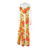 Womens Shift Dress White Floral Sleeveless Long L