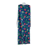 IMPRESSIONS Womens Shift Dress Blue Floral Sleeveless Midi L