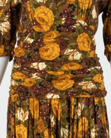 Womens Day Dress Brown Floral Short Sleeve Midi M
