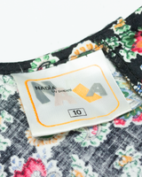 Womens Day Dress Black Floral Long Sleeve Short M