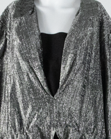 Womens Day Dress Silver Long Sleeve Midi M