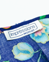 IMPRESSIONS Womens Shift Dress Blue Floral Sleeveless Midi L