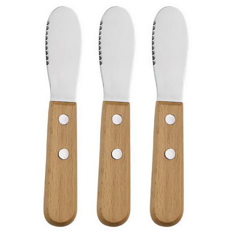 Anygleam Natural Brown 3pcs Wooden Butter Knife Kitchen Food Kitchen Tableware