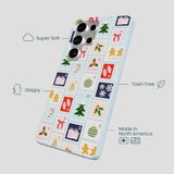 Powder Blue Noel Stamps Samsung Galaxy S25 Ultra Case