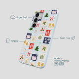 Powder Blue Noel Stamps Samsung Galaxy S25 Case