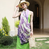 Anyyou 100% Mulberry Silk Lavender Scarf Women Luxury Long Shawl – Beach Wear, Swimwear Cover Up, Pashmina Foulard Fashion Accessory