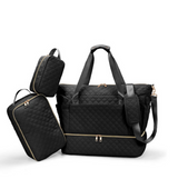 Anymom Mommy Diaper Bag Black Handbag 3 pcs Set with Multiple Pocket Design for Travel Outdoor Changing Fashion Mom Shoulder Bags