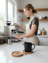 Anygleam Natural Wood 4pcs Wooden Cup Coaster Kitchen Tools Accessories