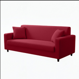 Anyhouz 4 Seater Sofa Cover Plain Rose Red Style and Protection For Living Room Sofa Chair Elastic Stretchable Slipcover