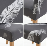 Anyseat Dark Gray Leaf Print Elastic Chair Cover – Plain Dining Slipcover & Home Décor