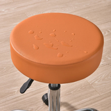 Anyhoux Barstool Cushion Cover – Orange PU Leather Slipcover with Elastic Bands, Washable Protector for Swivel Chair Seats