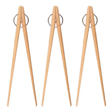 Anygleam Natural Wood 3pcs Wooden Tong Food Kitchen Tableware