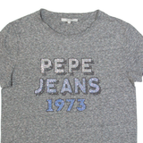 PEPE JEANS Rhinestones Womens T-Shirt Grey XS