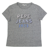 PEPE JEANS Rhinestones Womens T-Shirt Grey XS