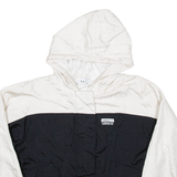 ADIDAS Cropped Womens Track Jacket White Nylon Hooded Colourblock UK 10