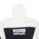 ADIDAS Cropped Womens Track Jacket White Nylon Hooded Colourblock UK 10