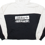 ADIDAS Cropped Womens Track Jacket White Nylon Hooded Colourblock UK 10