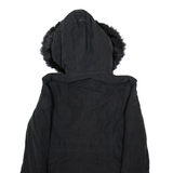 DKNY Womens Parka Coat Black Hooded S