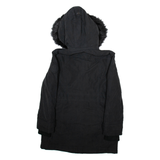 DKNY Womens Parka Coat Black Hooded S