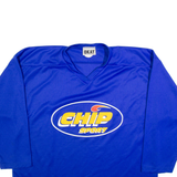 OKAY SPORT Hockey Mens Jersey Blue Long Sleeve USA V-Neck 2XL