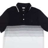 DKNY Mens Polo Shirt Black Striped M