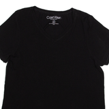 CALVIN KLEIN Womens T-Shirt Black V-Neck L