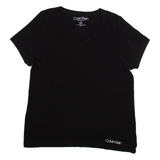 CALVIN KLEIN Womens T-Shirt Black V-Neck L