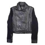 GUESS Womens Biker Jacket Black Leather XS