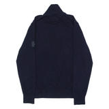 TOMMY HILFIGER TH FLEX Mens Patterned Jumper Blue Striped 1/4 Zip Tight Knit 2XL